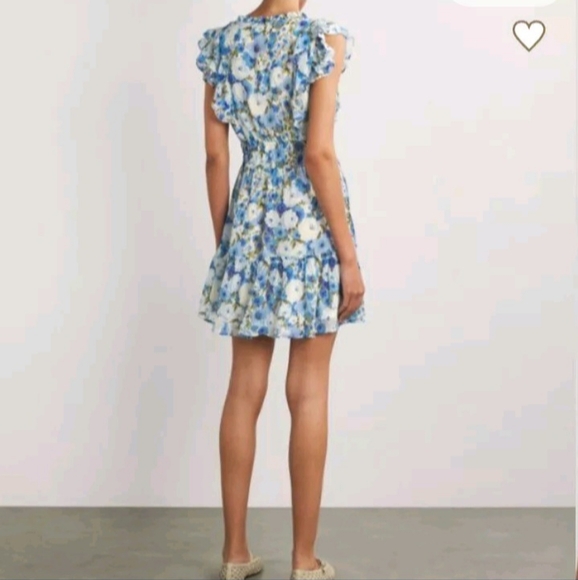 PAIGE Muriel Silk Crepe Mini Dress Size 10 NWT French Blue Multi Color - Picture 3 of 6